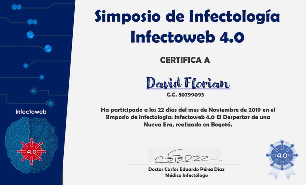 Imagen Certificado Simposio Infectología